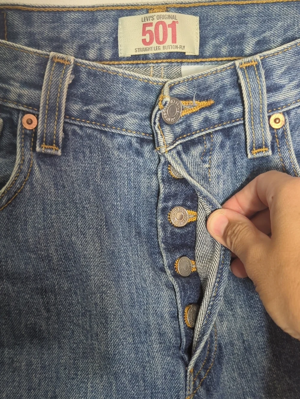 Levis Mens Blue Jeans 501 Vintage 90s Mexico Button Fly Medium Straight 32 x 30